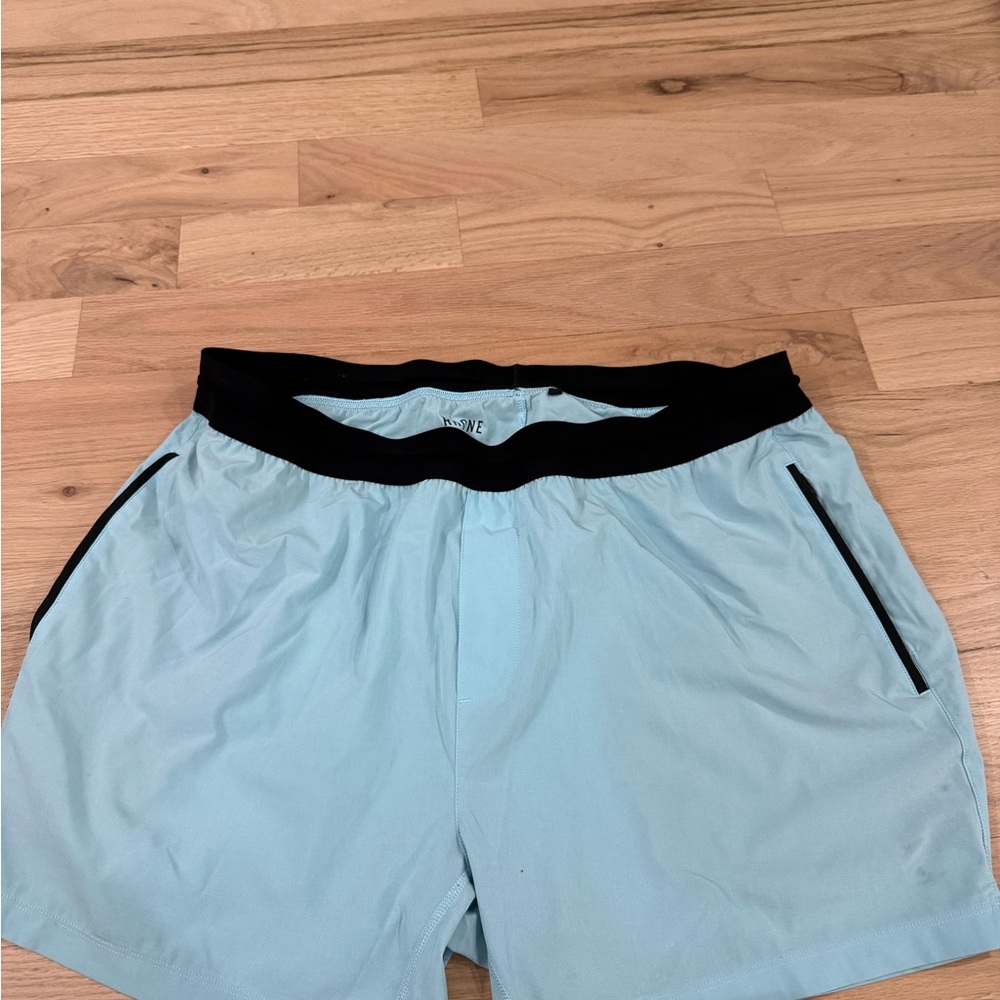 Rhône Light Blue Men's Athletic Shorts with Black Waistband